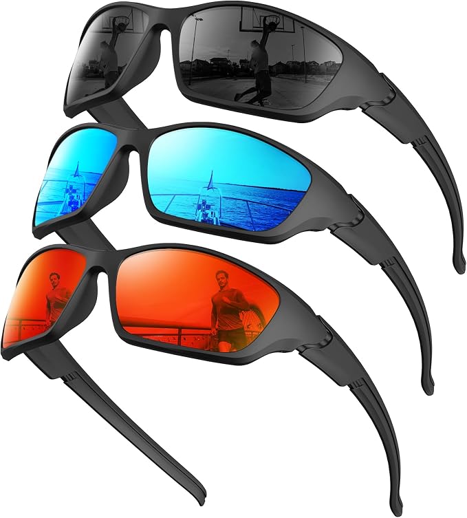 KALIYADI Polarized-Sunglasses-Men Sports Mens-Sunglasses Women: Sun Glasses with UV400 Protection for Cycling Fishing Running KAS68-1-2-5