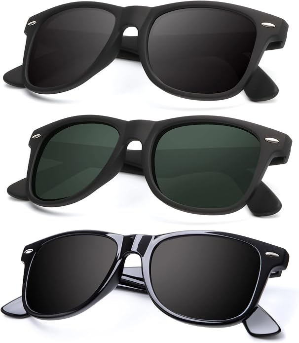 KALIYADI Polarized Sunglasses for Men and Women Matte Finish Sun glasses Color Mirror Lens UV Blocking (3 Pack) S22-1-7-T22-1