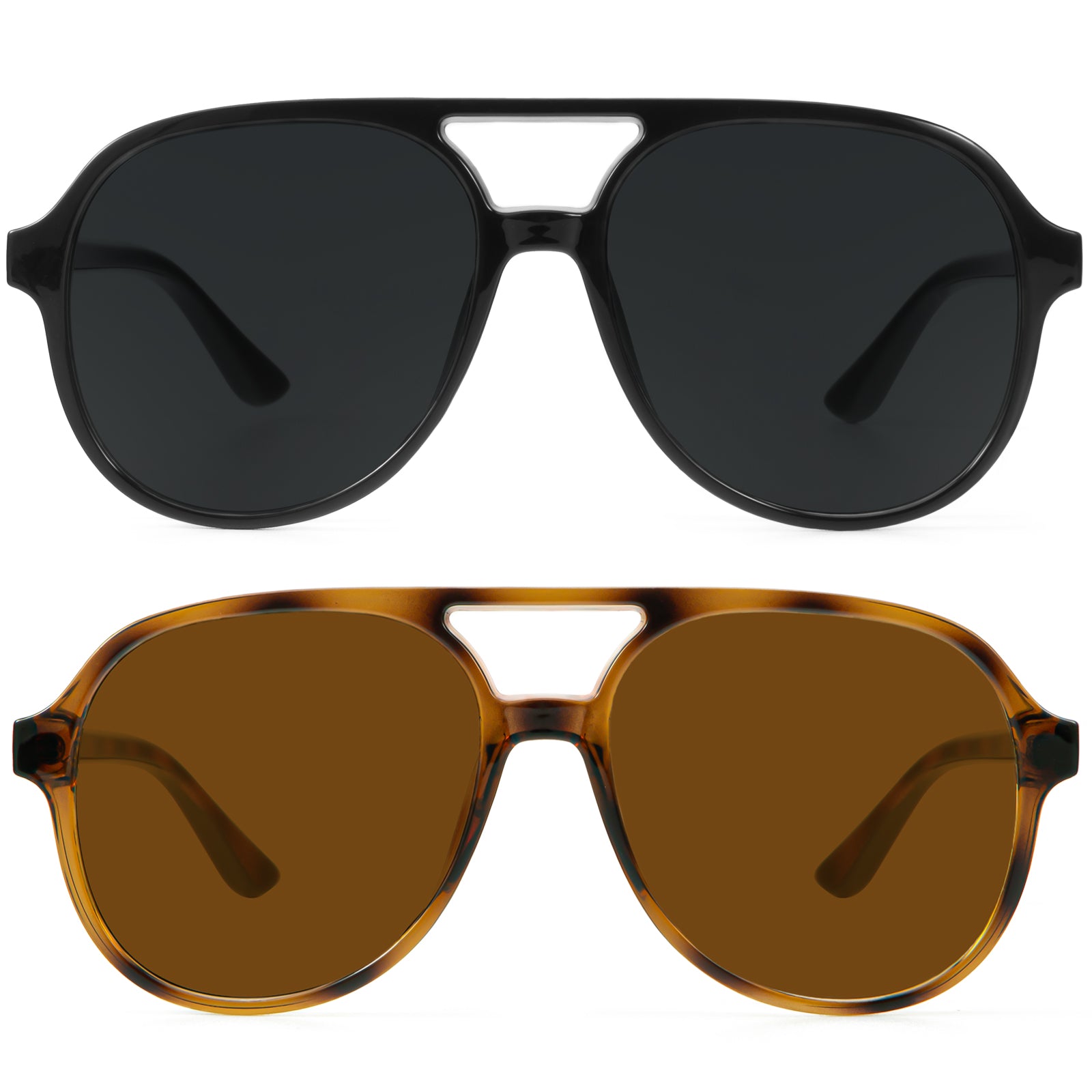 KALIYADI Aviator Sunglasses for Women,Retro Square Sun Glasses with 70s Vintage Style and UV Protection 2 PackWMKAS2410-1-3