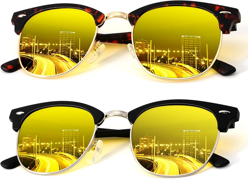 KALIYADI Polarized Sunglasses for Men and Women Semi-Rimless Frame Driving Sun glasses UV Blocking KAS23-31-32