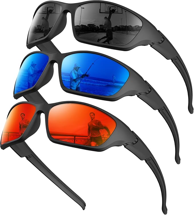 KALIYADI Polarized-Sunglasses-Men Sports Mens-Sunglasses Women: Sun Glasses with UV400 Protection for Cycling Fishing Running KAS68-1-3-5