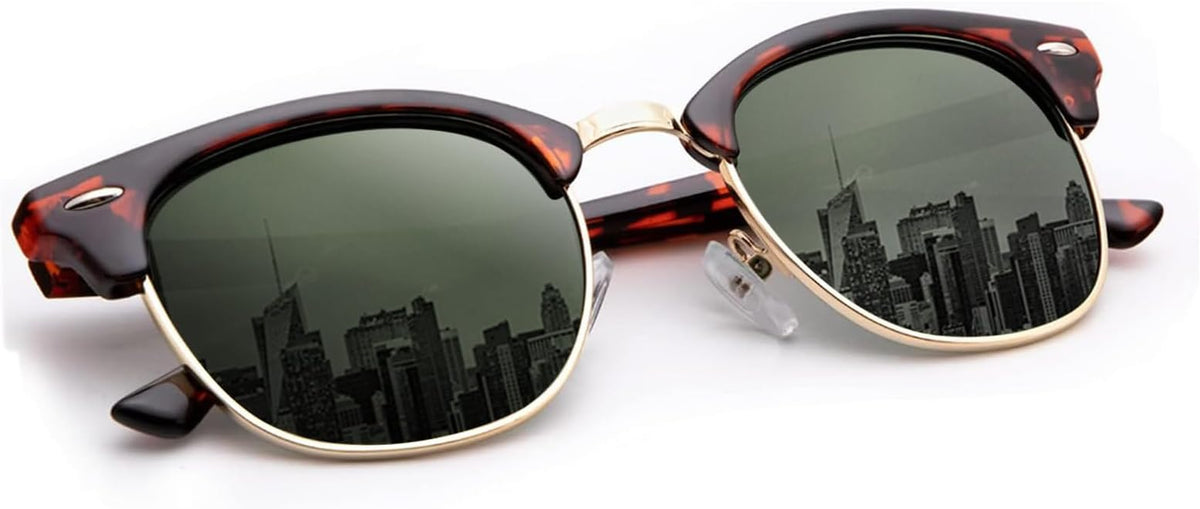 KALIYADI Sunglasses Men Polarized Sunglasses for Men Women Unisex Semi-Rimless Frame Retro Driving Sun Glasses UV Blocking FBAKAS23-2