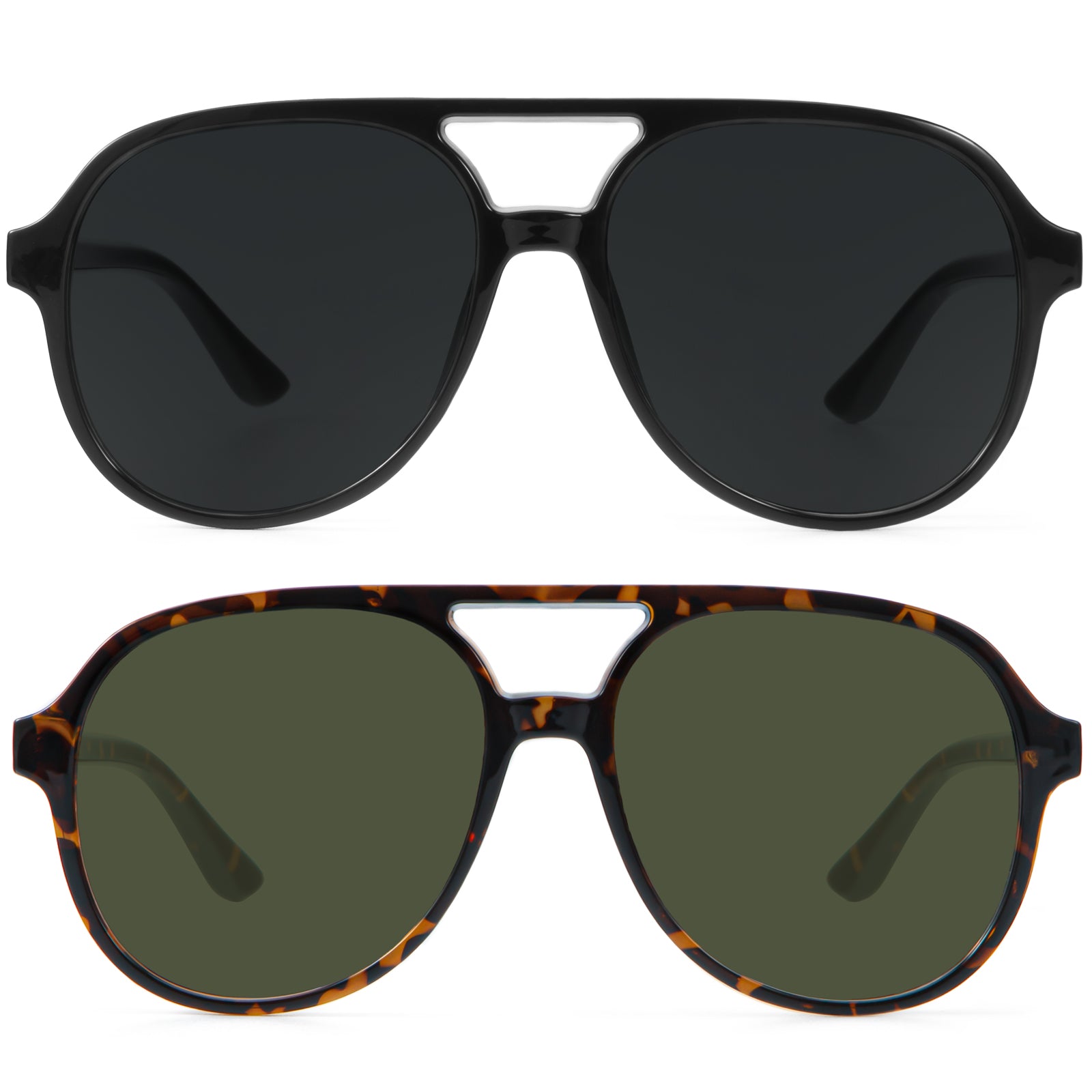 KALIYADI Aviator Sunglasses for Women,Retro Square Sun Glasses with 70s Vintage Style and UV Protection 2 PackWMKAS2410-1-3