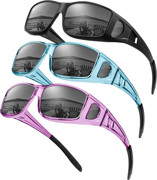 KALIYADI Sunglasses Fit-Over-Glasses Polarized Sunglasses-Men: Wrap Around Sun Glasses Womens with UV Protection for Driving KAS105-1-4-6