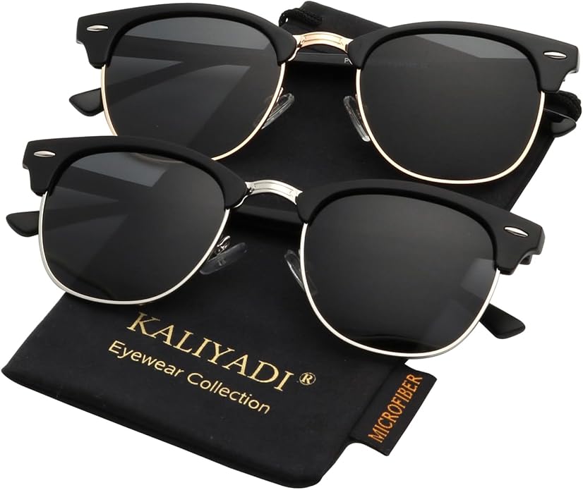KALIYADI Polarized Sunglasses for Men and Women Semi-Rimless Frame Driving Sun glasses UV Blocking S23-1-5