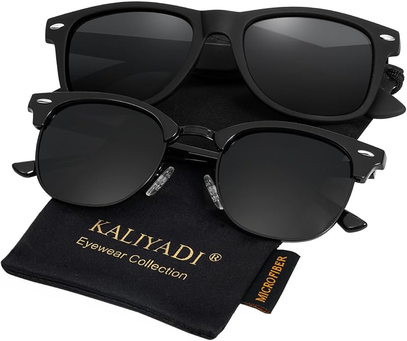 KALIYADI Polarized Sunglasses for Men and Women Semi-Rimless Frame Driving Sun glasses UV Blocking S22-1-T23-4