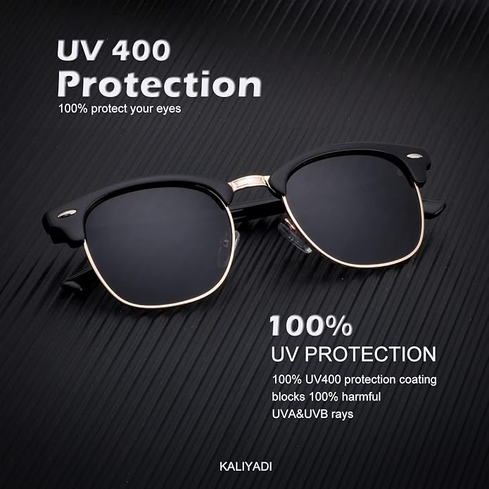 KALIYADI Sunglasses Men Polarized Sunglasses for Men Women Unisex Semi-Rimless Frame Retro Driving Sun Glasses UV Blocking FBAKAS23-1-3