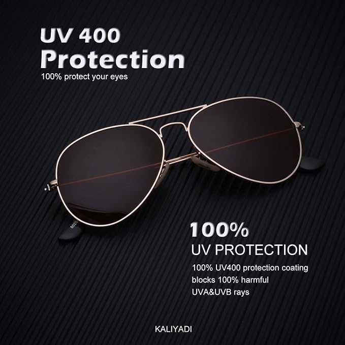 KALIYADI Classic Aviator Sunglasses for Men Women Driving Sun glasses Polarized Lens UV Blocking S24-5
