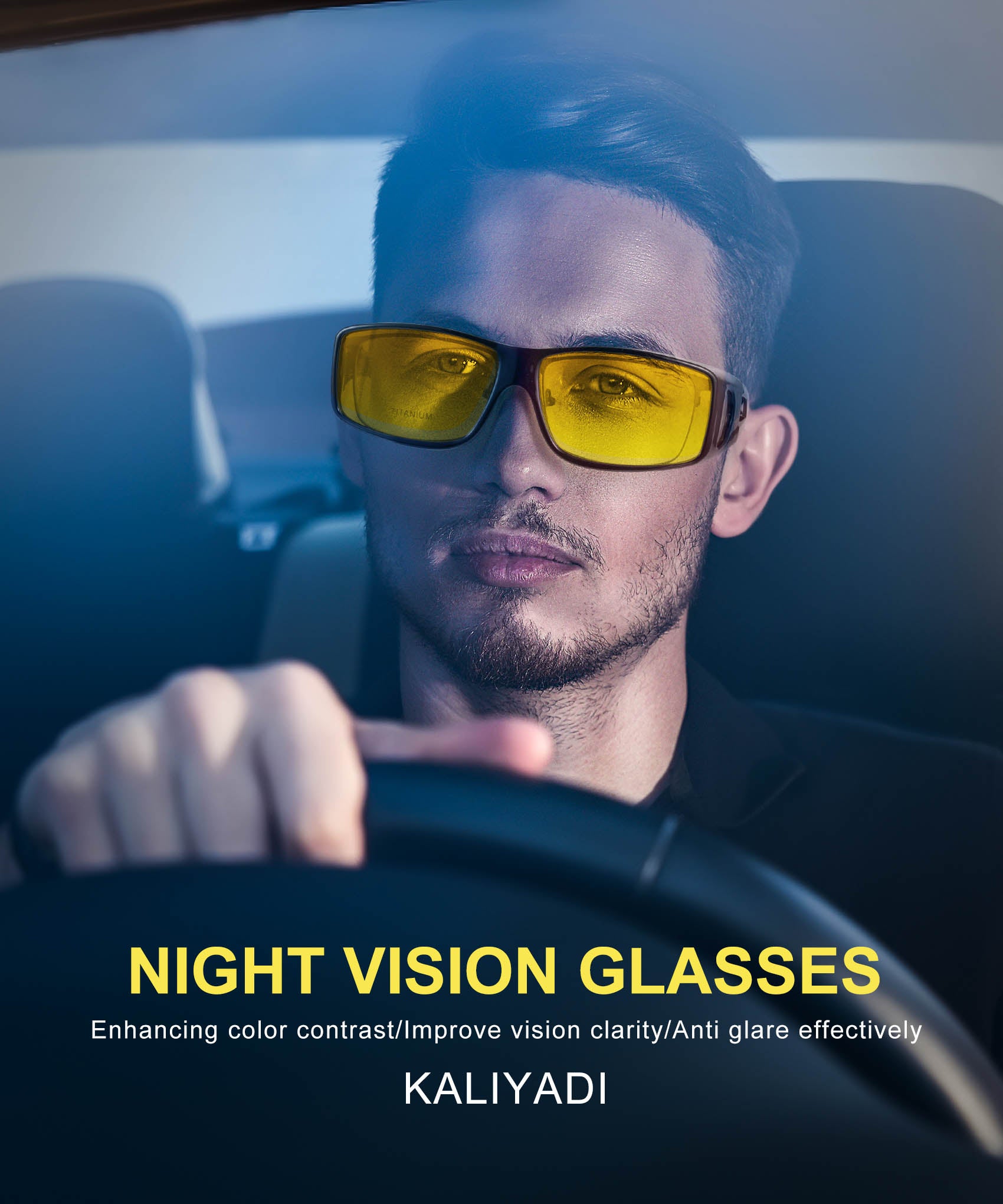 KALIYADI Night-Vision-Glasses Fit-Over-Glasses Wrap-Around Glasses: Night Vision Glasses Anti Glare HD for Driving WMKAS105-12-13-14