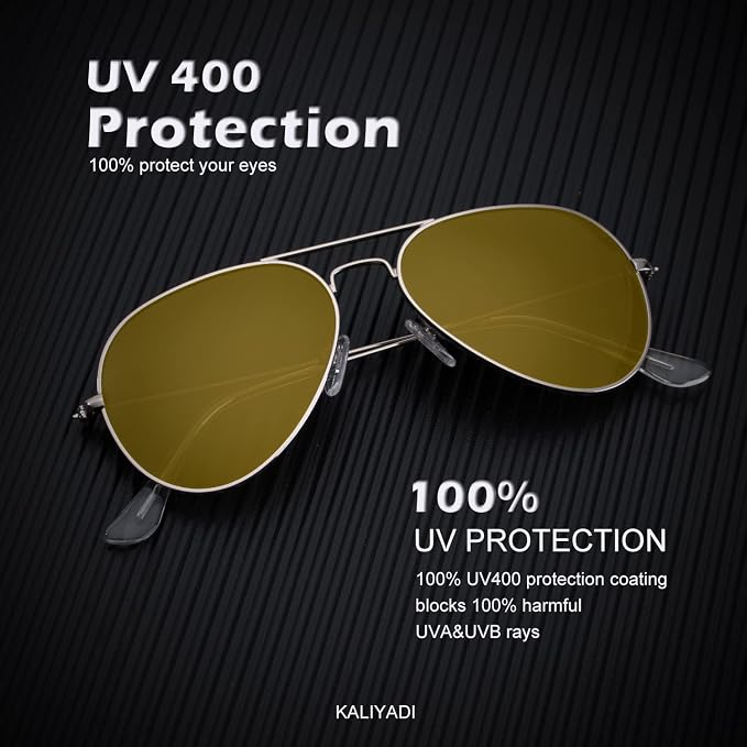 KALIYADI Classic Aviator Sunglasses for Men Women Driving Sun glasses Polarized Lens UV Blocking FBAKAS24-17