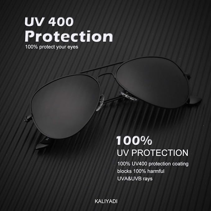 KALIYADI Classic Aviator Sunglasses for Men Women Driving Sun glasses Polarized Lens UV Blocking S24-1-3-6