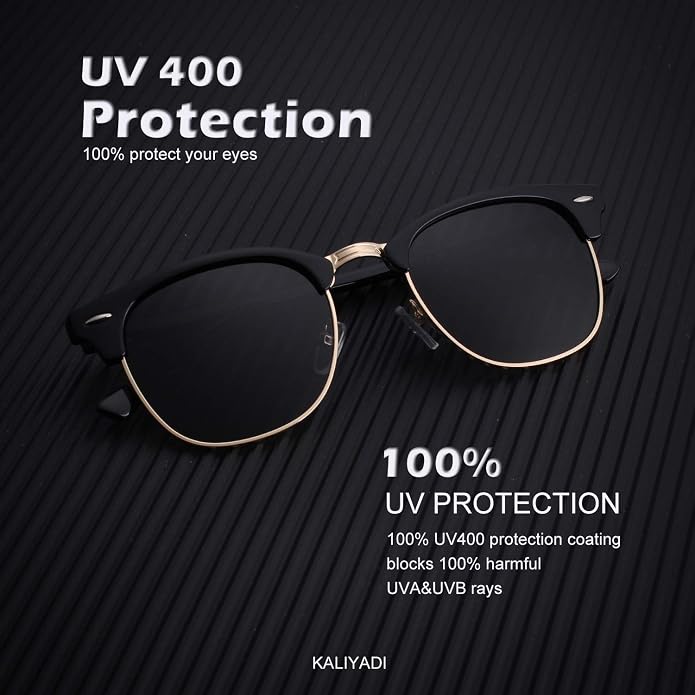 KALIYADI Sunglasses Men Polarized Sunglasses for Men Women Unisex Semi-Rimless Frame Retro Driving Sun Glasses UV Blocking S23-1-1