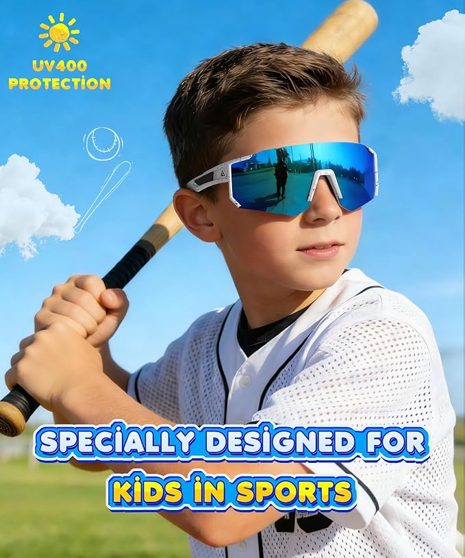 KALIYADI Kids-Sunglasses Toddler-Sunglasses Boys-Girls Youth-Sport-Sun-Glasses: Baseball Running UV400 KA228-1-4-10