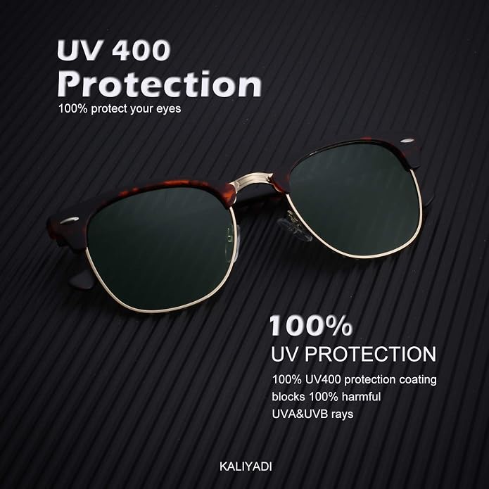 KALIYADI Polarized Sunglasses for Men and Women Semi-Rimless Frame Driving Sun glasses UV Blocking T23-1-4