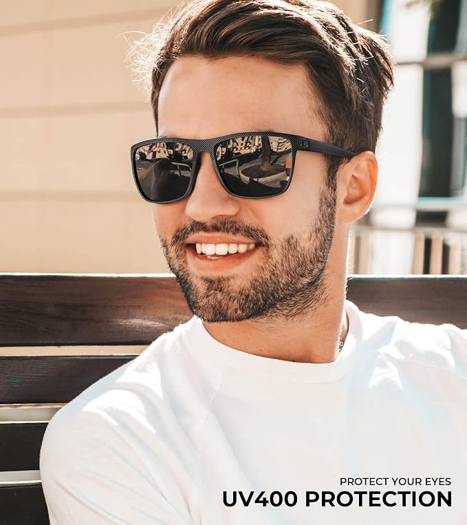 KALIYADI Polarized Sunglasses for Men, Lightweight Sun Glasses with UV Protection for Driving Fishing Golf  KAS45-1