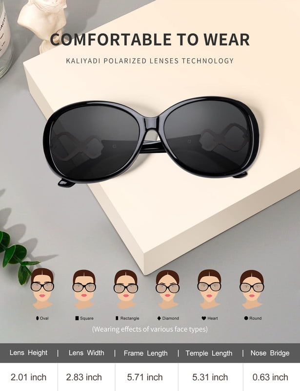KALIYADI Oversized Sunglasses for Women, Vintage Women Sunglasses Trendy Polarized Sunglasses with UV Protection(WMKAS3703-1)