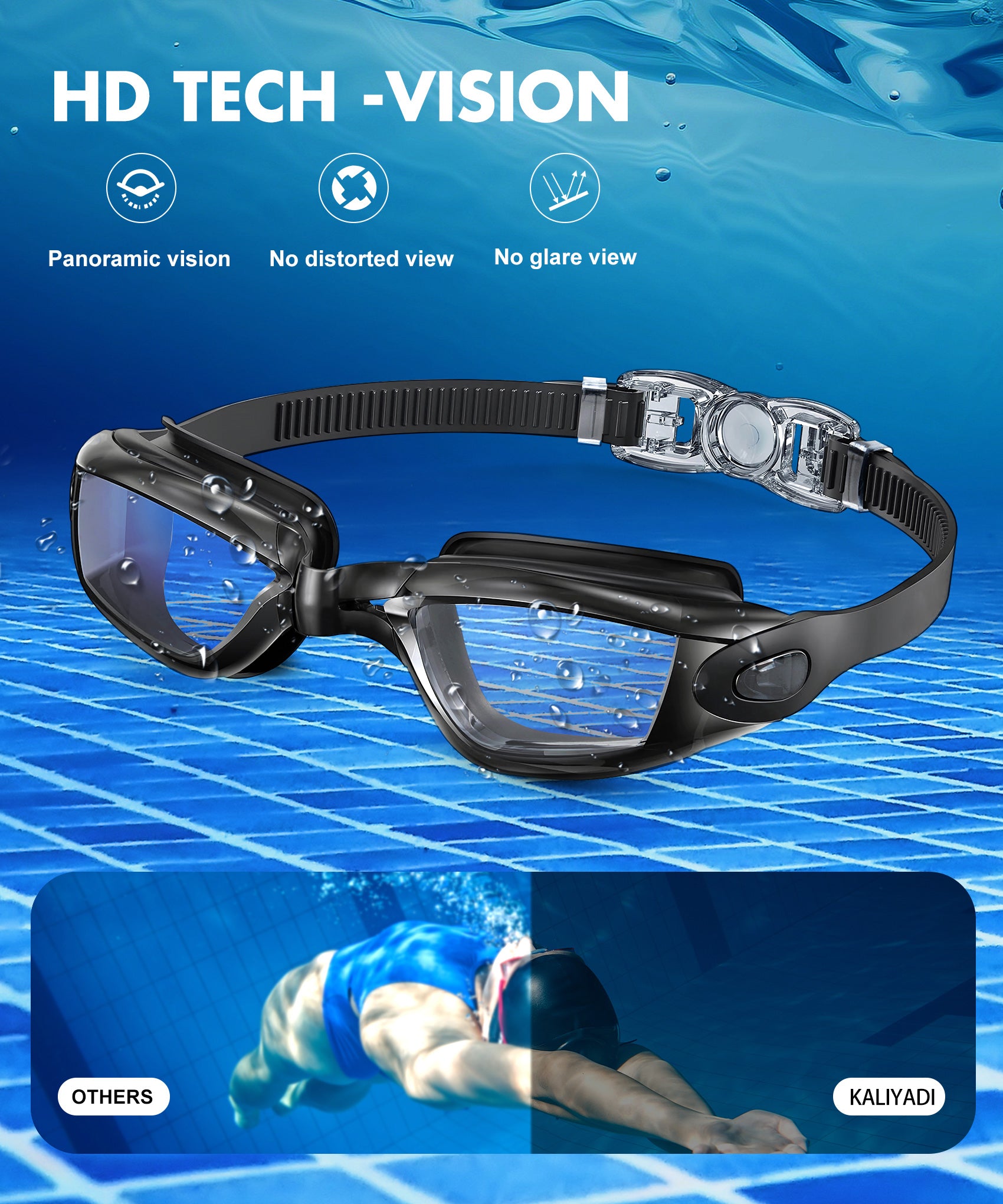 KALIYADI Swim Goggles Adult Goggles-Swimming-men and Women: Anti Fog No Leak and Ultra-wide Field of View 3 Pack WMKAY01-1-2-3