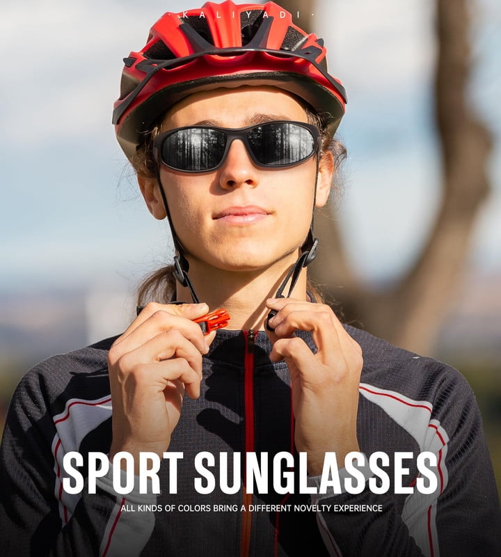 KALIYADI Mens-Sunglasses Polarized Sunglasses-Men Sports: Sport Sun Glasses for Running Cycling Fishing with UV Protection(WMKAS90-1-1-1)