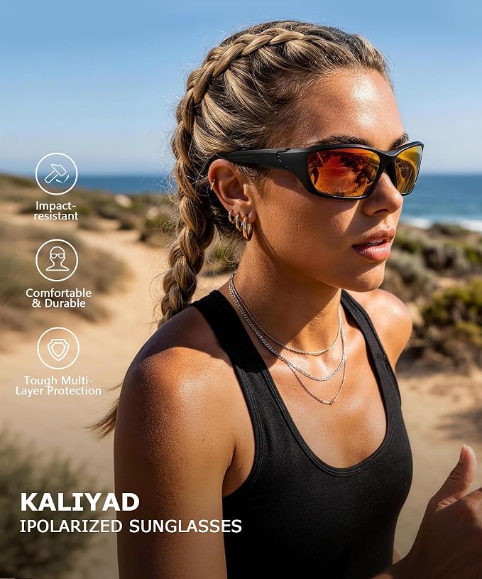 KALIYADI Polarized-Sunglasses-Men Sports Mens-Sunglasses Women: Sun Glasses with UV400 Protection for Cycling Fishing Running KAS68-1-3-5