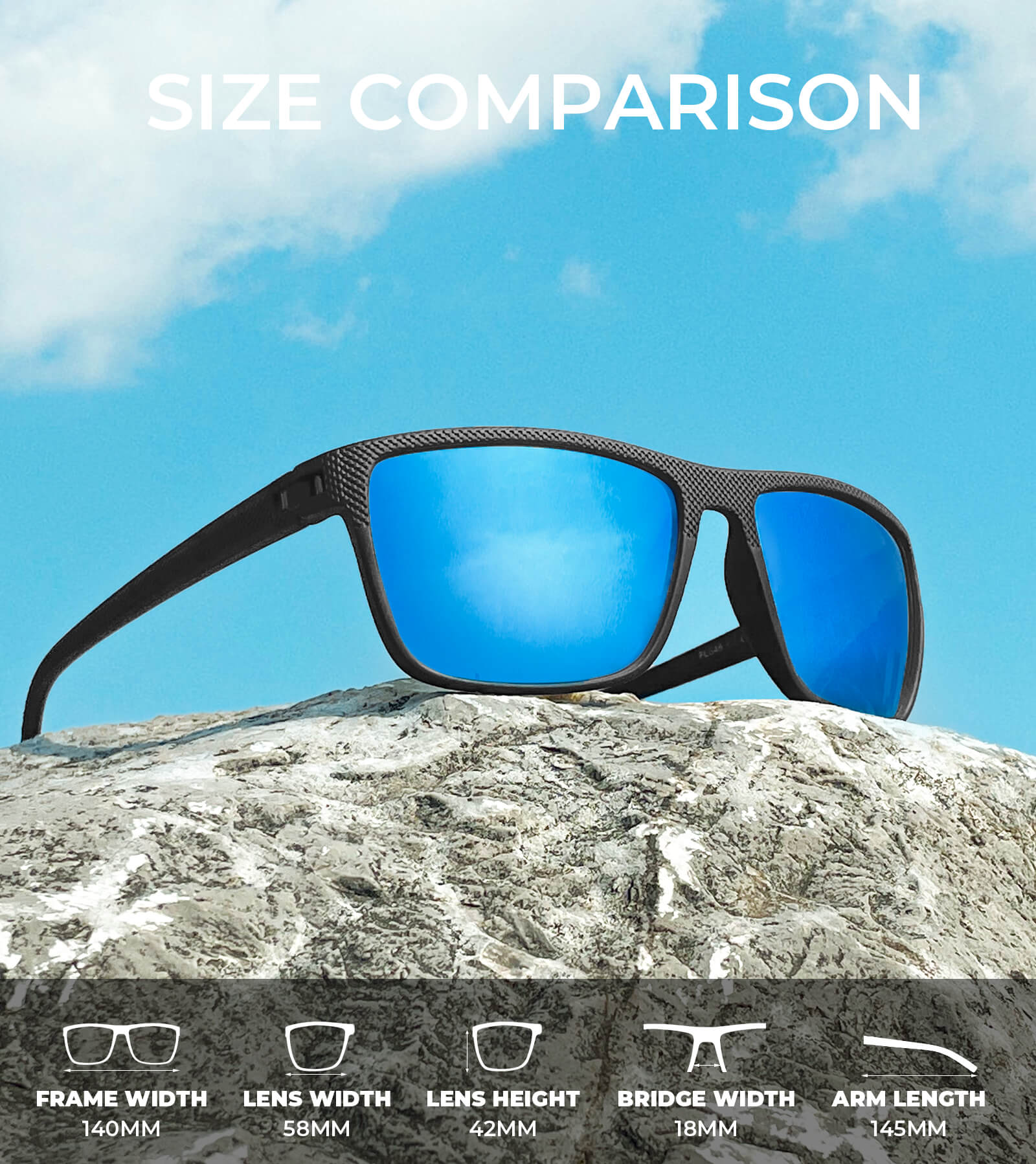 KALIYADI Polarized Sunglasses Men,Lightweight Mens Sunglasses Polarized UV Protection Driving Fishing Golf(WMS45-1-4-6)