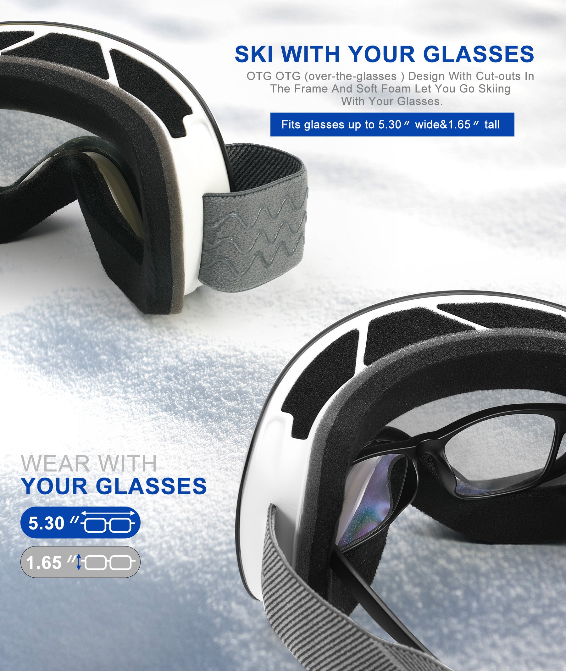 KALIYADI Ski Goggles for Men Women Youth, OTG Snow Goggles with Anti Fog and UV Protection Over Glasses Vlt 10% (Clear Pink)  WMKAX01-7