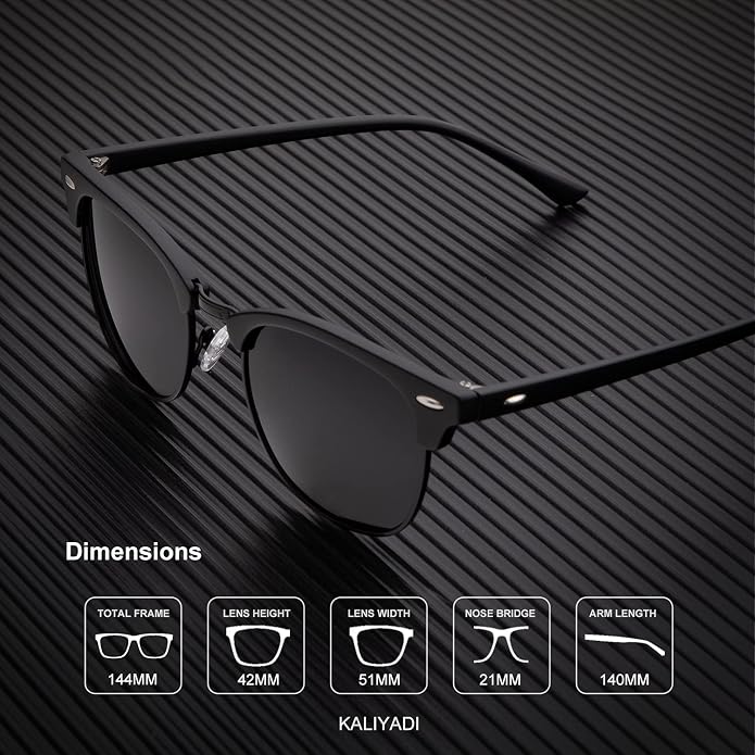 KALIYADI Sunglasses Men Polarized Sunglasses for Men Women Unisex Semi-Rimless Frame Retro Driving Sun Glasses UV Blocking S23-4