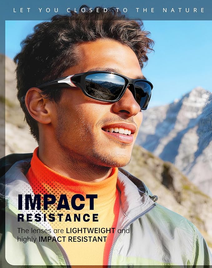 KALIYADI Sports Sunglasses for Men, Polarized Sunglasses Men with UV Protection for Running Cycling Fishing FBAKAS64-3