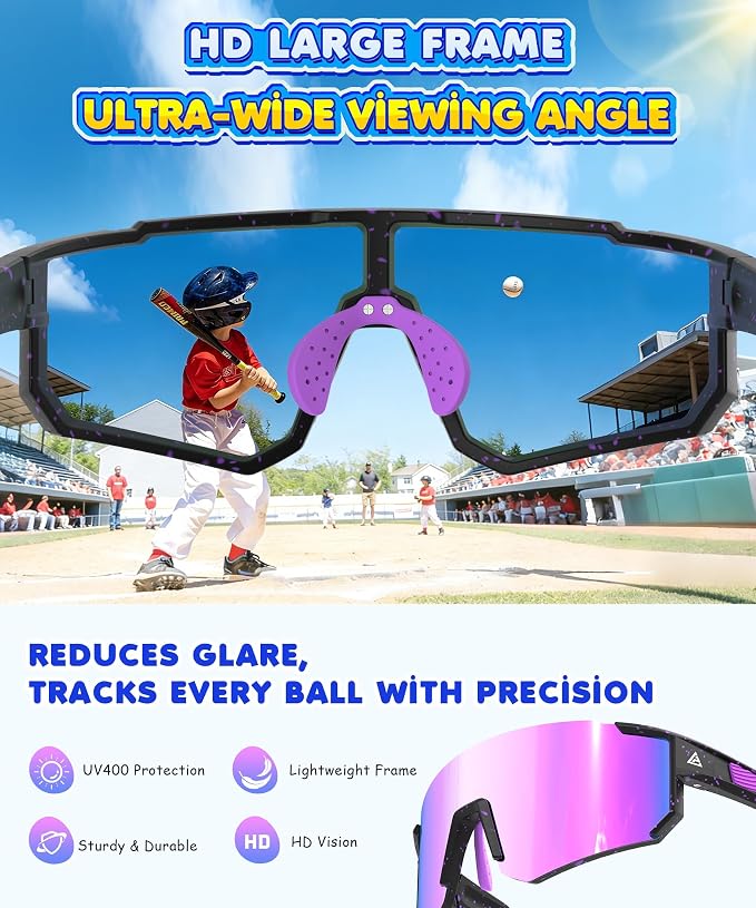 KALIYADI Kids-Sunglasses Toddler-Sunglasses Boys-Girls Youth-Sport-Sun-Glasses: Baseball Running UV400 KA228-1-4-10