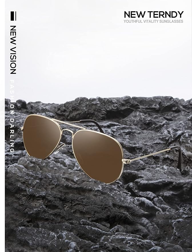 KALIYADI Classic Aviator Sunglasses for Men Women Driving Sun glasses Polarized Lens UV Blocking S24-5