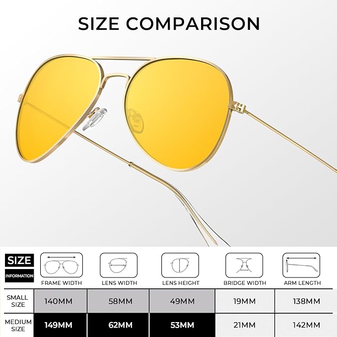 KALIYADI Classic Aviator Sunglasses for Men Women Driving Sun glasses Polarized Lens UV Blocking KAS24-17L-17L-17L