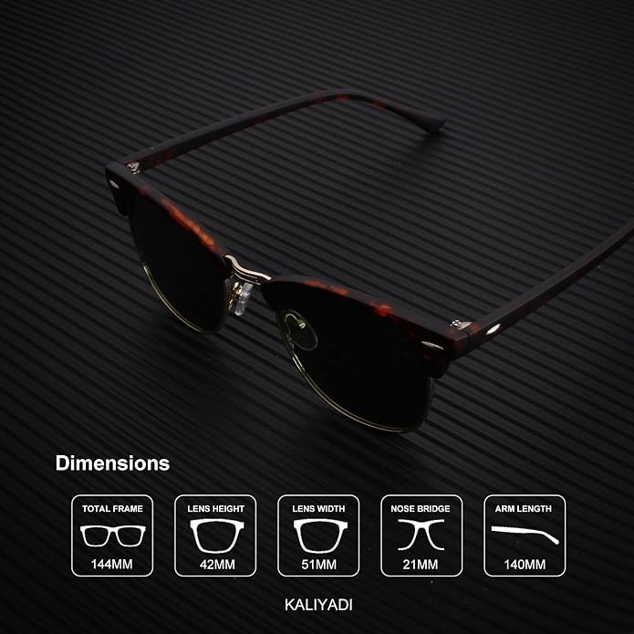KALIYADI Polarized Sunglasses for Men and Women Semi-Rimless Frame Driving Sun glasses UV Blocking S23-2