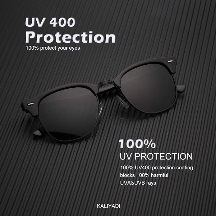 KALIYADI Polarized Sunglasses for Men and Women Semi-Rimless Frame Driving Sun glasses UV Blocking S23-4-5