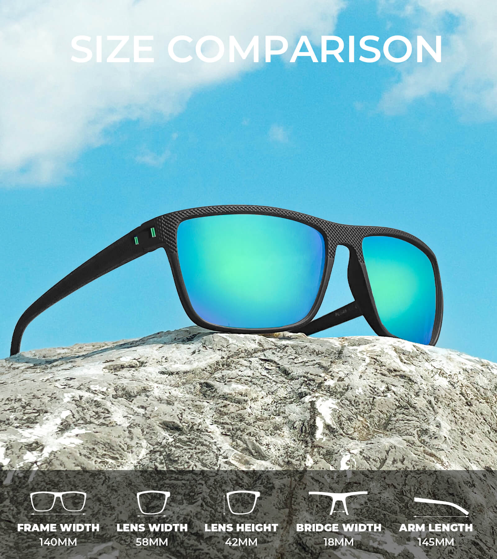 Polarized Sunglasses Men,Lightweight Mens Sunglasses Polarized UV Protection Driving Fishing Golf(WMKAS45-1-4-5)