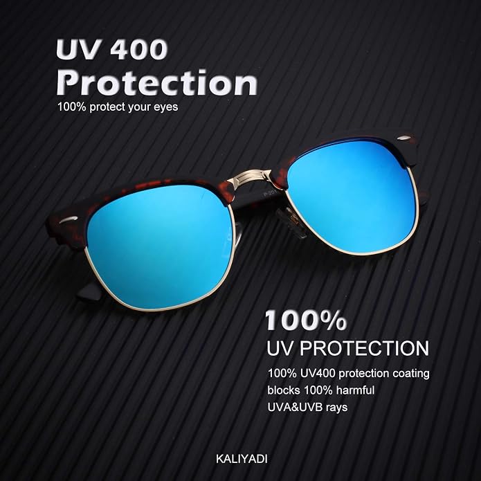KALIYADI Sunglasses Men Polarized Sunglasses for Men Women Unisex Semi-Rimless Frame Retro Driving Sun Glasses UV Blocking FBAKAS23-1-3