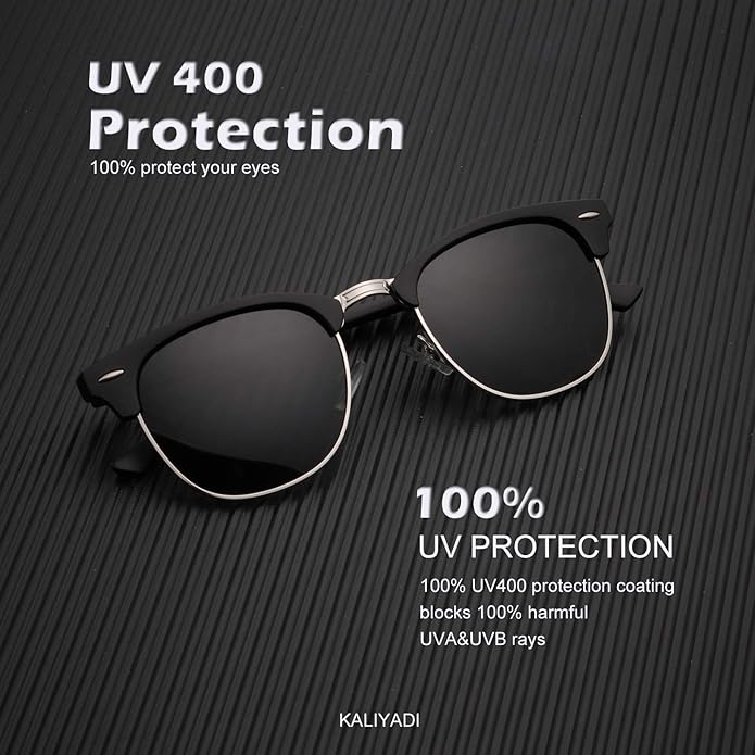 KALIYADI Sunglasses Men Polarized Sunglasses for Men Women Unisex Semi-Rimless Frame Retro Driving Sun Glasses UV Blocking S23-1-2-4