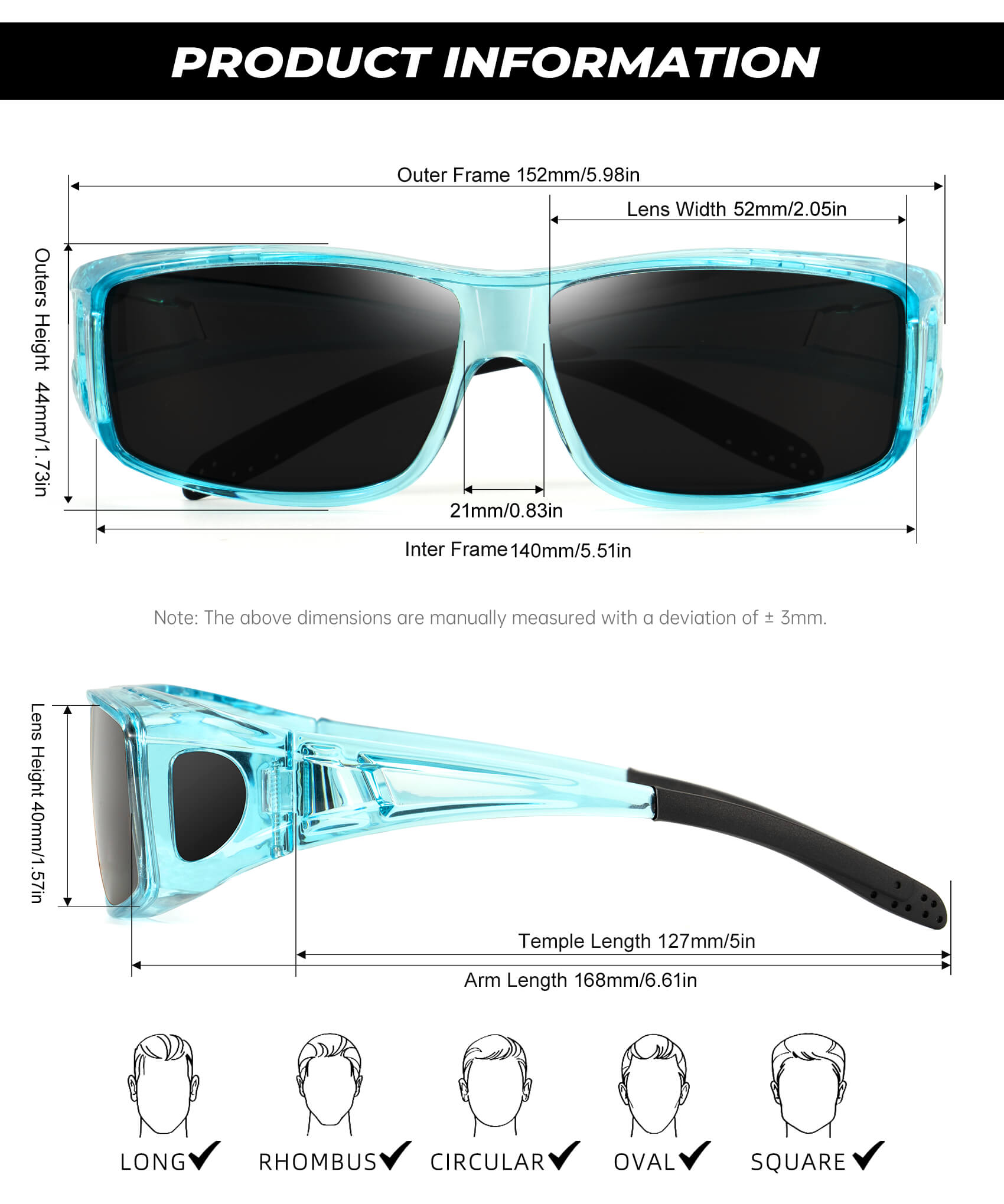 KALIYADI Sunglasses Fit-Over-Glasses Polarized Sunglasses-Men: Wrap Around Sunglasses Womens with UV Protection for Driving(WMS105-1-3-6)