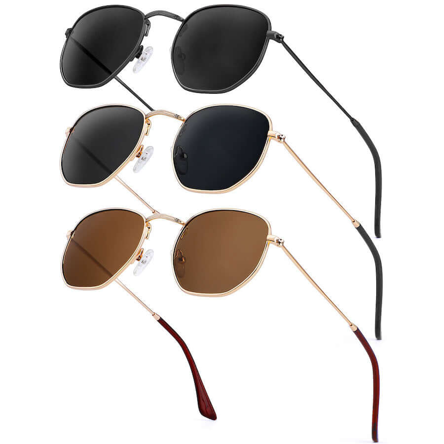 Metal Frame Hexagon Sunglasses S41-1-2-5