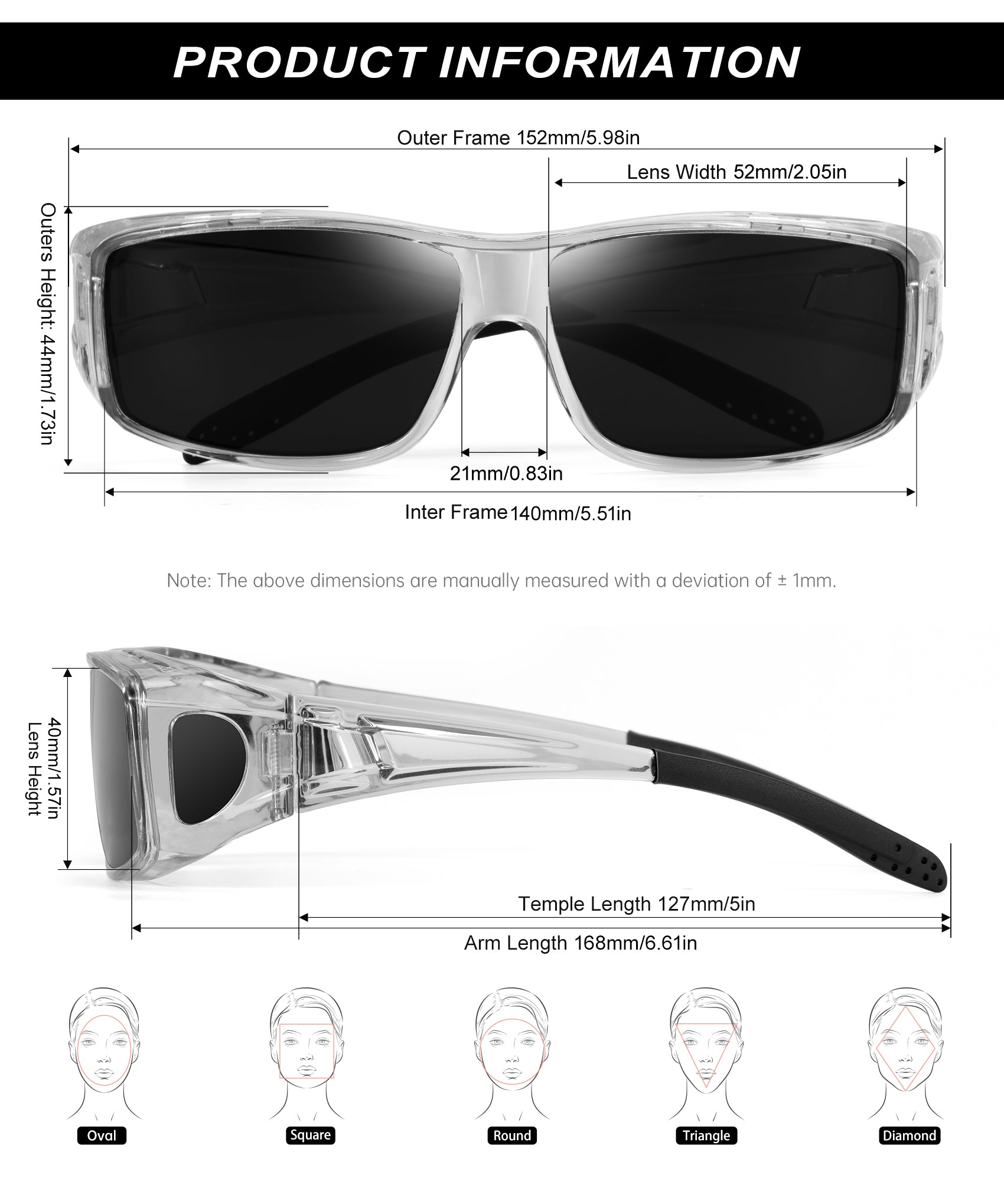 KALIYADI Sunglasses Fit-Over-Glasses Polarized Sunglasses-Men: Wrap Around Sunglasses Womens with UV Protection for Driving(WMS105-1-3-6)