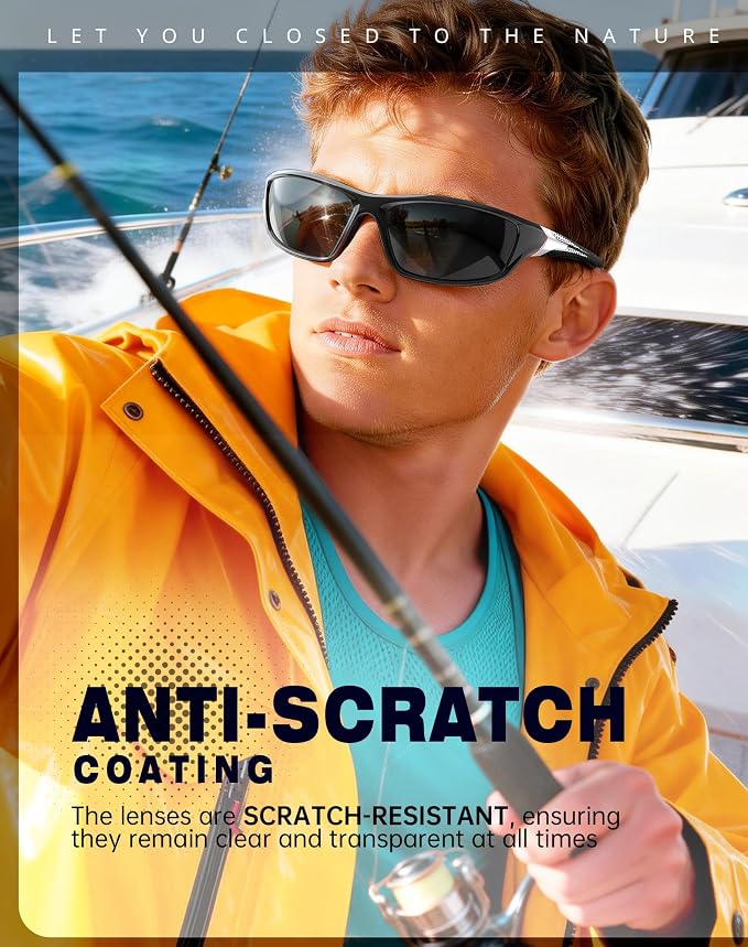KALIYADI Sports Sunglasses for Men, Polarized Sunglasses Men with UV Protection for Running Cycling Fishing FBAKAS64-3