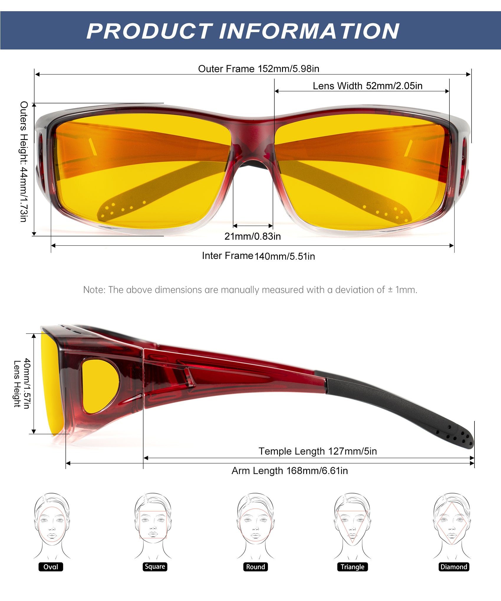 KALIYADI Night-Vision-Glasses Fit-Over-Glasses Wrap-Around Glasses: Night Vision Glasses Anti Glare HD for Driving WMKAS105-12-13-14