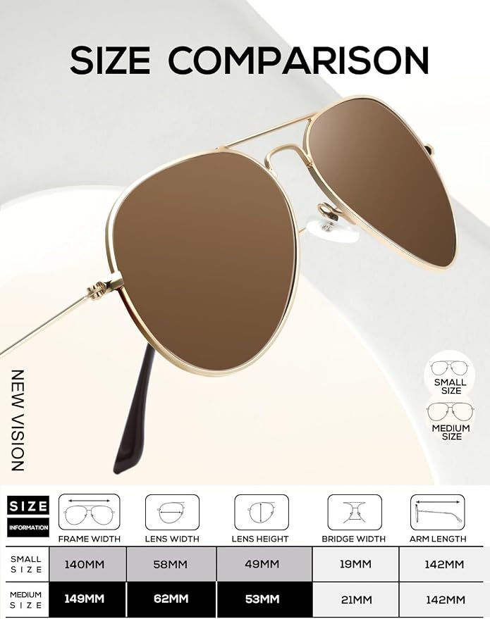 KALIYADI Classic Aviator Sunglasses for Men Women Driving Sun glasses Polarized Lens UV Blocking S24-5