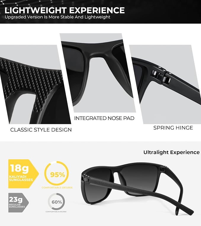 KALIYADI Polarized Sunglasses for Men, Lightweight Sun Glasses with UV Protection for Driving Fishing Golf  KAS45-3