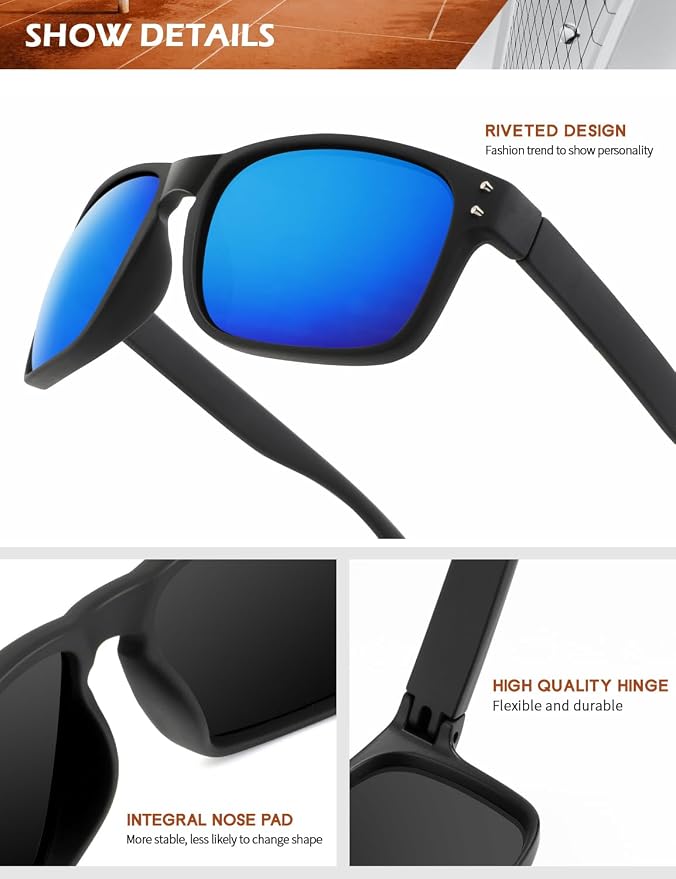 KALIYADI Polarized Sunglasses for Men and Women Vintage Style Sun Glasses for Fishing Running Driving with UV Protection FBAS66-7-8-9