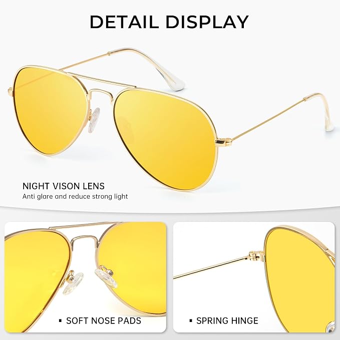 KALIYADI Classic Aviator Sunglasses for Men Women Driving Sun glasses Polarized Lens UV Blocking KAS24-17L-17L-17L