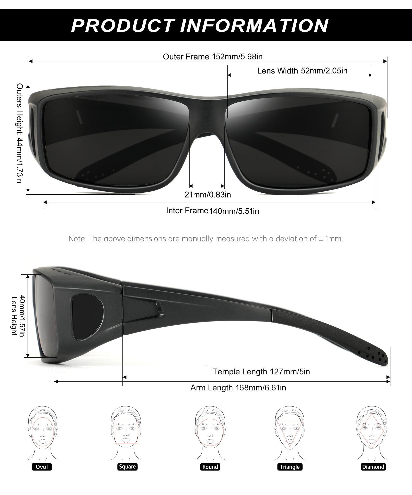 KALIYADI Sunglasses Fit-Over-Glasses Polarized Sunglasses-Men: Wrap Around Sunglasses Womens with UV Protection for Driving(WMS105-1-3-6)