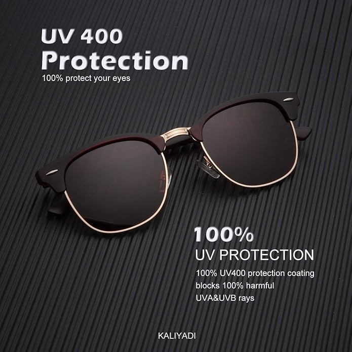 KALIYADI Sunglasses Men Polarized Sunglasses for Men Women Unisex Semi-Rimless Frame Retro Driving Sun Glasses UV Blocking S23-1-2-4