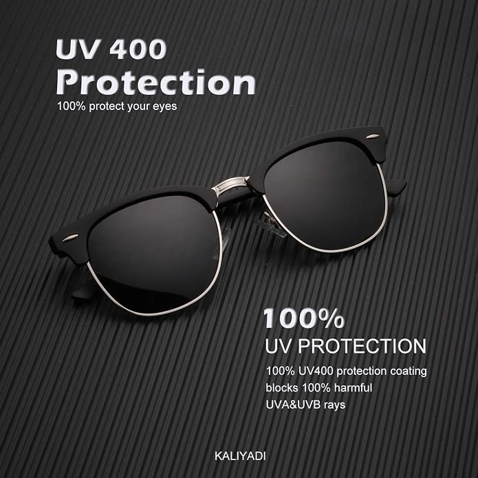 KALIYADI Polarized Sunglasses for Men and Women Semi-Rimless Frame Driving Sun glasses UV Blocking KAS22-1-S23-5