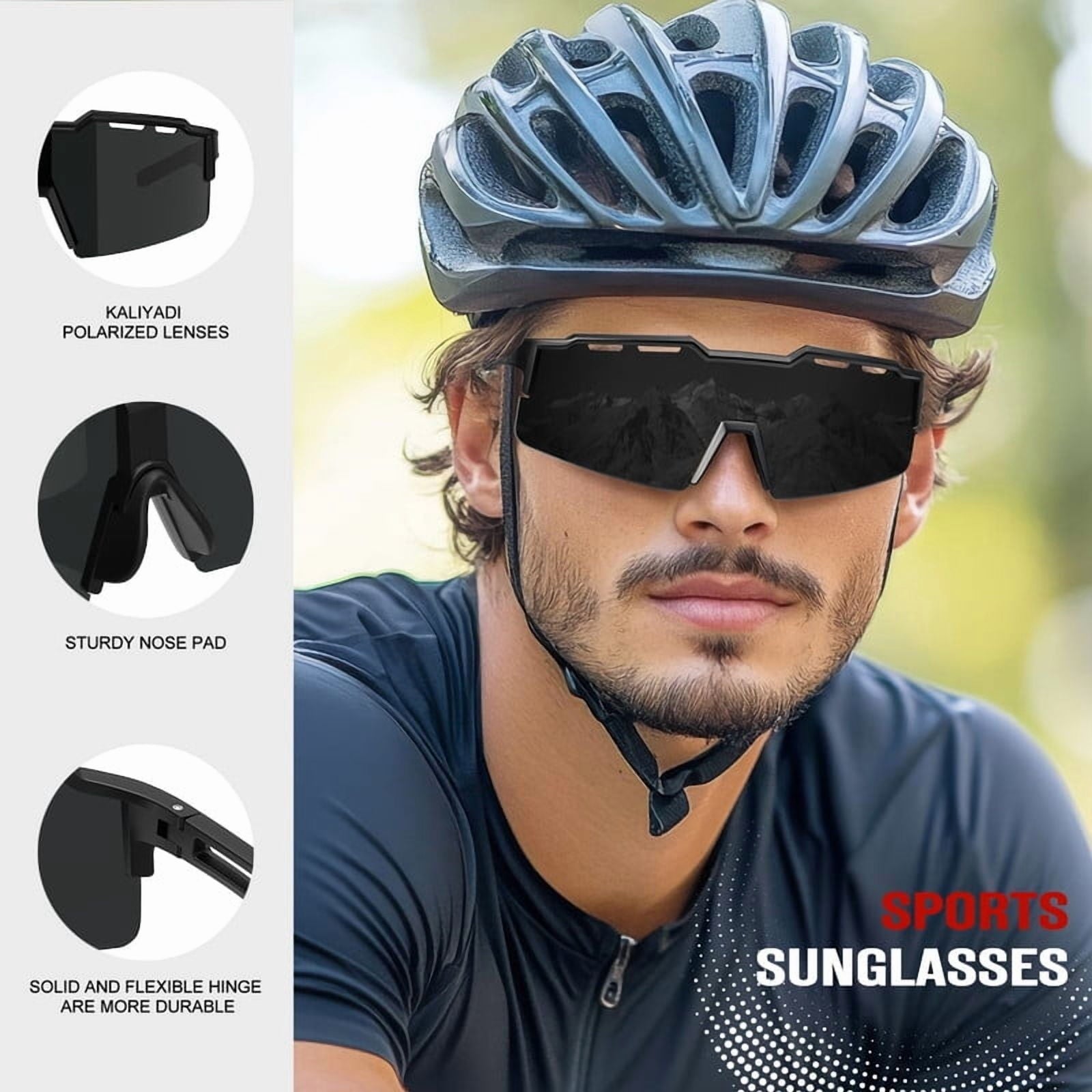 KALIYADI Polarized Sports-Sunglasses Men Cycling-Sunlasses: Lightweight Running Sun Glasses UV400 Protection Golf Fishing(WMKA130-1-2-4)