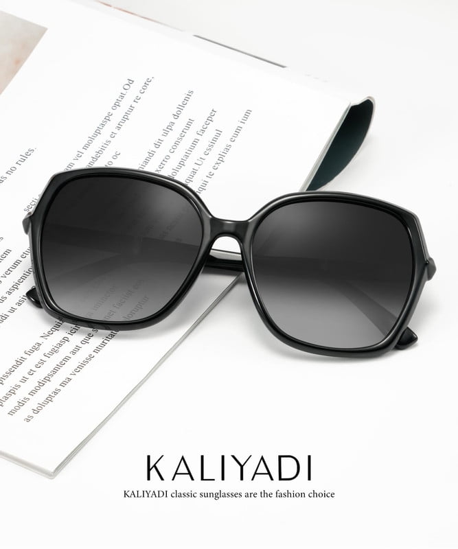 KALIYADI Polarized Sunglasses-Women Trendy Womens-Sunglasses: Square Oversized Sun glasses Sparkling Frame UV400 Gift Box(WMKAS37-1)