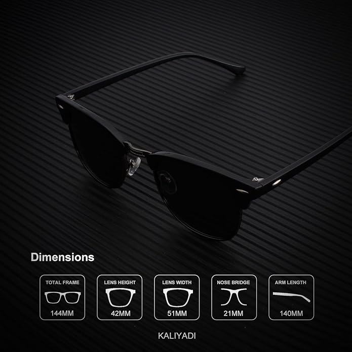 KALIYADI Polarized Sunglasses for Men and Women Semi-Rimless Frame Driving Sun glasses UV Blocking S22-1-T23-4